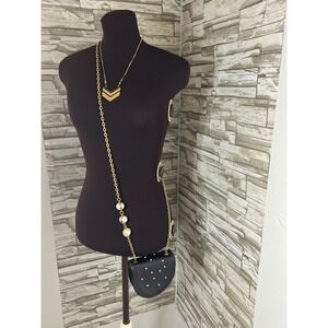 80s Max collection New York  Small Crossbody purse with faux bead gold chained